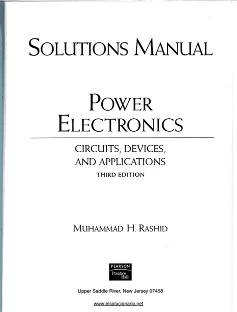 SOLUTION MANUAL OF POWER ELECTRONICS ASHFAQ AHMED Ebook Doc