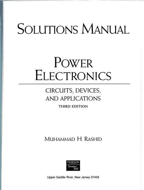 SOLUTION MANUAL POWER ELECTRONICS RASHID 3RD EDITION Ebook Kindle Editon