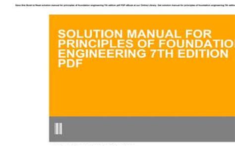 SOLUTION MANUAL PRINCIPLES OF FOUNDATION ENGINEERING 7TH Ebook Ebook Epub