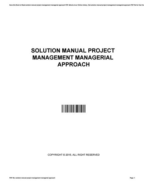 SOLUTION MANUAL PROJECT MANAGEMENT MANAGERIAL APPROACH Ebook Doc