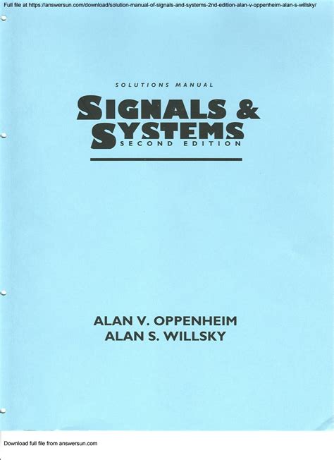 SOLUTION MANUAL SIGNALS SYSTEMS OPPENHEIM 2ND EDITION Ebook Kindle Editon