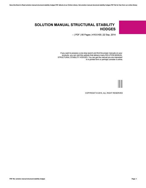 SOLUTION MANUAL STRUCTURAL STABILITY HODGES Ebook Doc