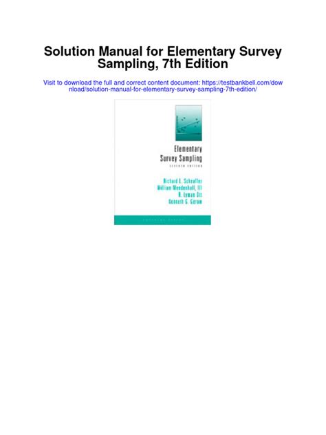 SOLUTIONS FOR ELEMENTARY SURVEY SAMPLING 7TH EDITION Ebook PDF