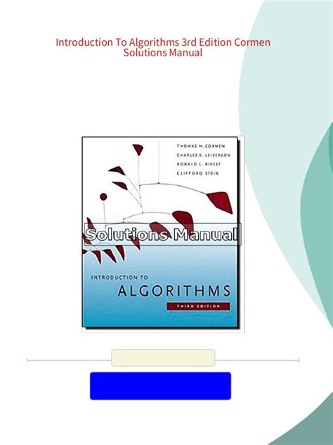 SOLUTIONS INTRODUCTION ALGORITHMS CORMEN 3RD EDITION Ebook Doc