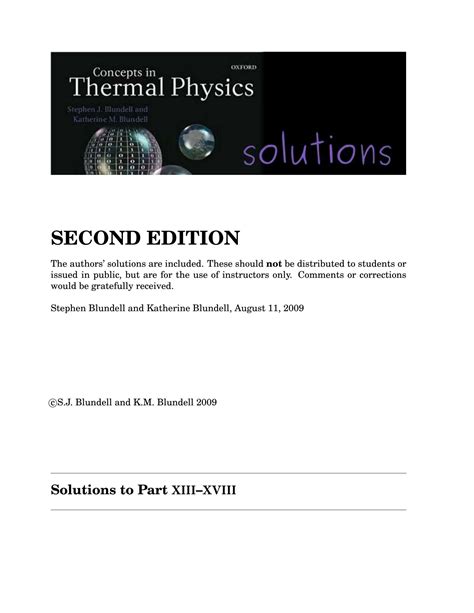 SOLUTIONS MANUAL THERMAL PHYSICS BLUNDELL Ebook Kindle Editon