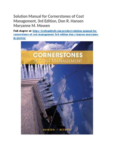 SOLUTIONS MANUAL TO CORNERSTONE OF COST MANAGEMENT FREE Ebook Doc