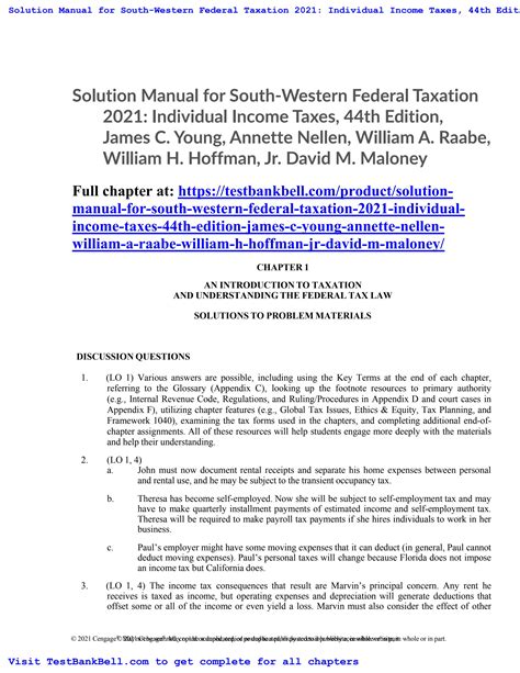 SOUTH WESTERN FEDERAL TAXATION 2014 SOLUTION MANUAL Ebook PDF