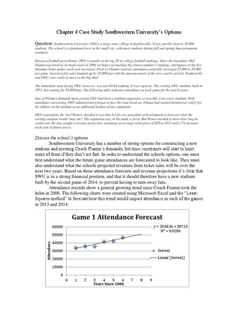 SOUTHWESTERN UNIVERSITY FORECASTING ATTENDANCE CASE STUDY SOLUTION Ebook Epub