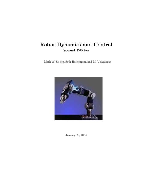 SPONG ROBOT DYNAMICS AND CONTROL SOLUTION MANUAL Ebook PDF