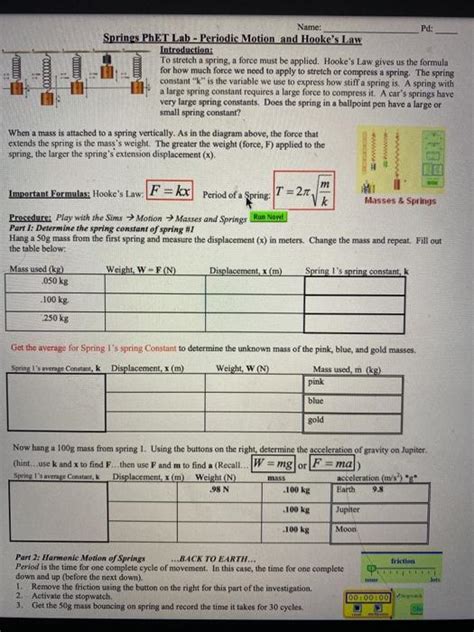 SPRINGS PHET LAB PERIODIC MOTION ANSWER KEY Ebook Kindle Editon