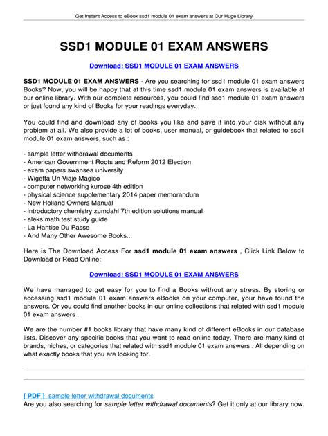 SSD 4 MODULE 1 EXAM ANSWERS Ebook Kindle Editon