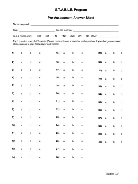 STABLE CLASS PRETEST ANSWERS Ebook Reader