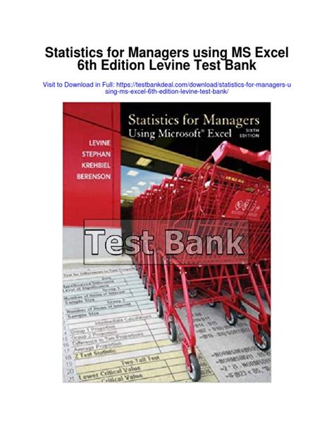 STATISTICS FOR MANAGERS SIXTH EDITION Ebook Doc