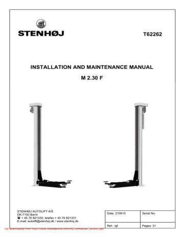 STENHOJ INSTALLATION AND MAINTENANCE MANUAL DK 7150 Ebook PDF