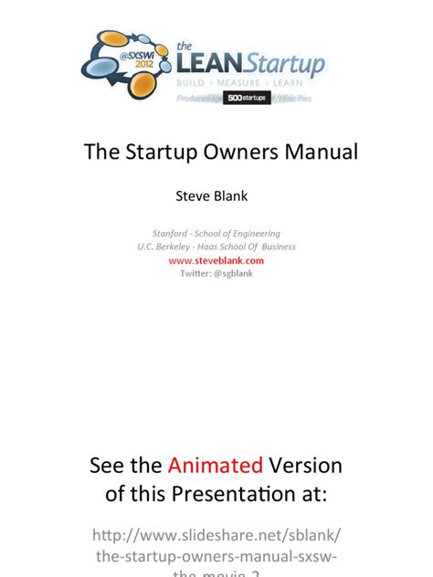 STEVEN BLANK STARTUP OWNERS MANUAL PDF DOWNLOAD Ebook Reader