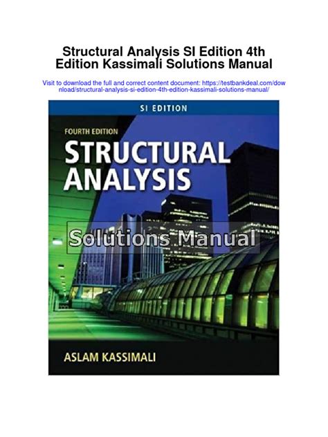 STRUCTURAL ANALYSIS KASSIMALI SOLUTION MANUAL PDF Ebook PDF