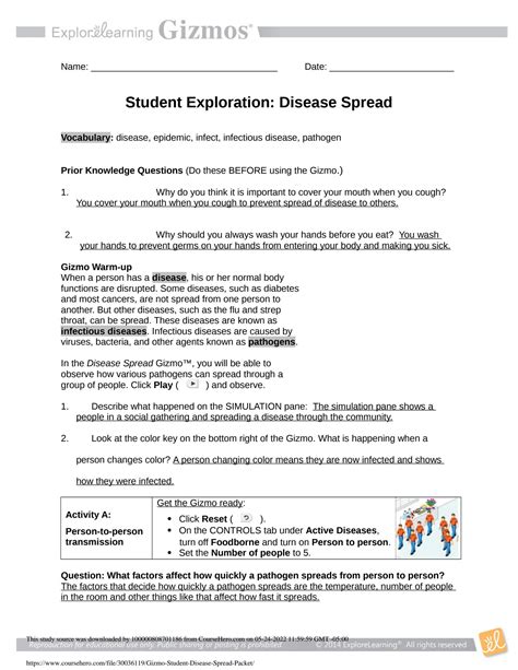 STUDENT EXPLORATION DISEASE SPREAD GIZMO ANSWERS KEY Ebook Kindle Editon