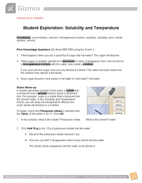 STUDENT EXPLORATION SOLUBILITY AND TEMPERATURE ANSWER KEY Ebook Doc