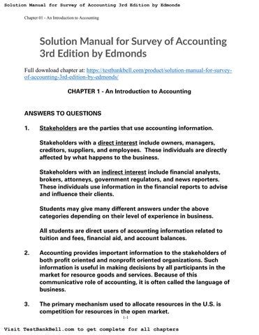 SURVEY OF ACCOUNTING 3RD EDITION SOLUTION MANUAL Ebook Doc