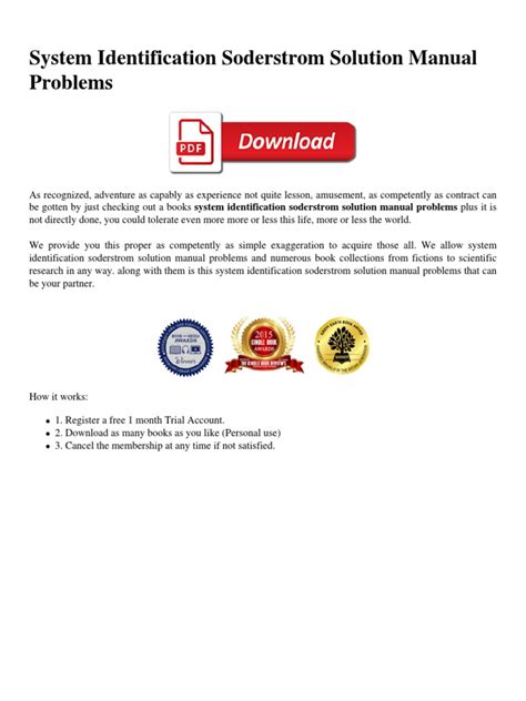 SYSTEM IDENTIFICATION SODERSTROM SOLUTION MANUAL PROBLEMS Ebook PDF