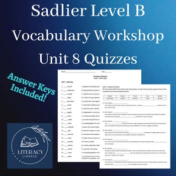 Sadlier Oxford Vocabulary Workshop Level B Unit 8 Answers Epub