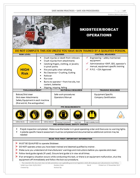 Safe Operating Procedure Bobcat Ebook PDF