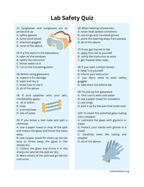 Safety Quiz Answers Chemistry PDF