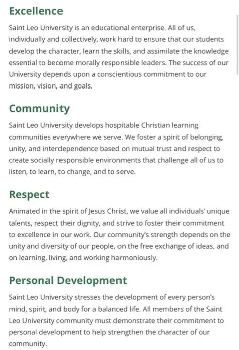 Saint Leo University Core Values: A Guiding Force for Ethical and Transformative Education