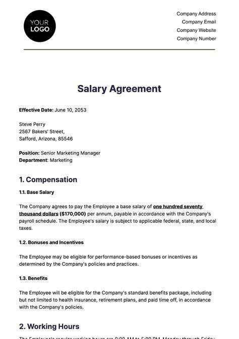 Salary Agreement Template