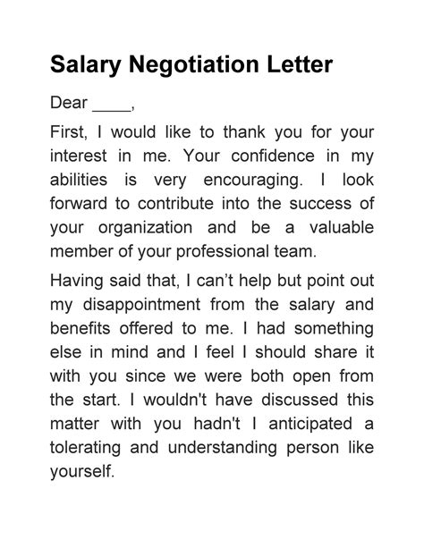 Salary Negotiation Letter Template