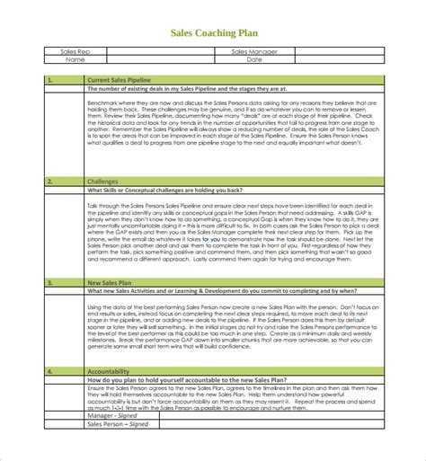 Sales Coaching Plan Template