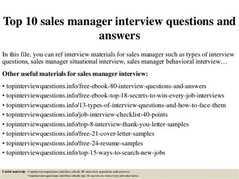 Sales Manager Interview Questions And Answers PDF