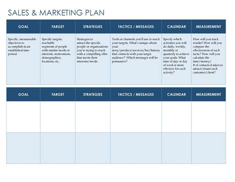 Sales Marketing Plan Template