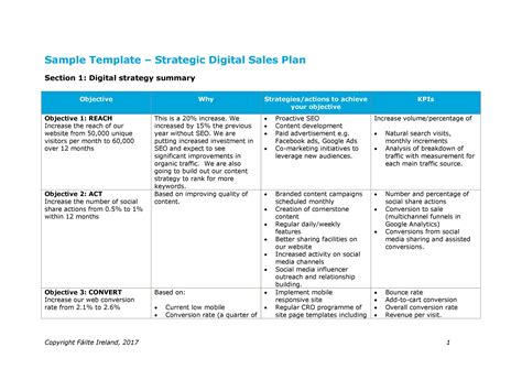 Sales Plan Strategy Template