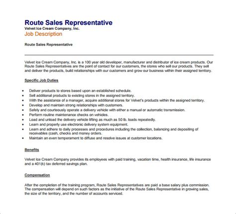 Sales Representative Job Description Template