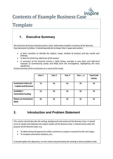 Sample Business Case Template