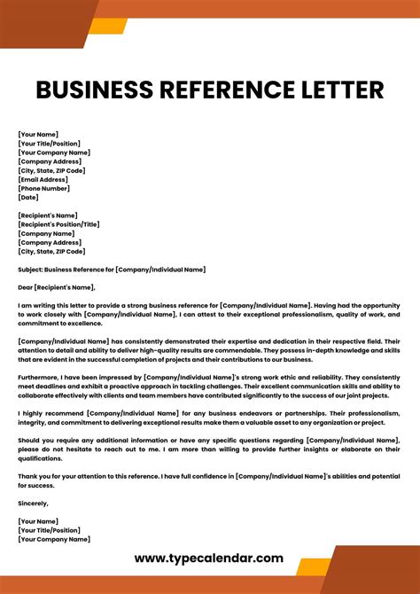 Sample Business Reference Letter Template