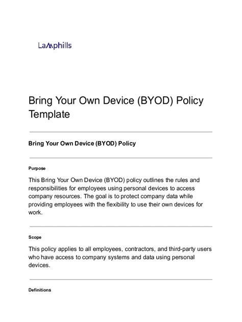 Sample Byod Policy Template