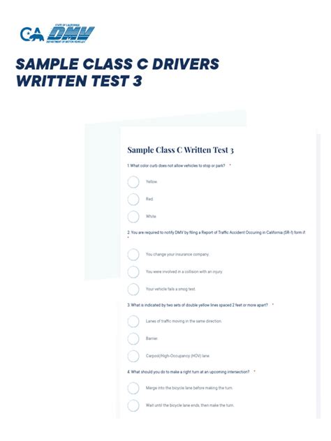 Sample Class C Written Test 3
