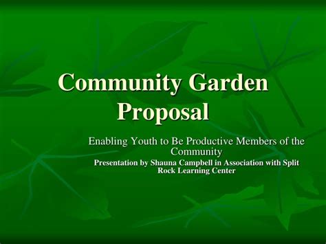 Sample Community Garden Grant Proposal Ebook Kindle Editon