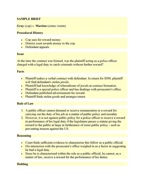 Sample Court Case Brief: A Comprehensive Guide to Legal Case Analysis