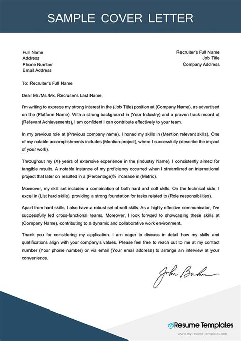 Sample Cover Letter Template