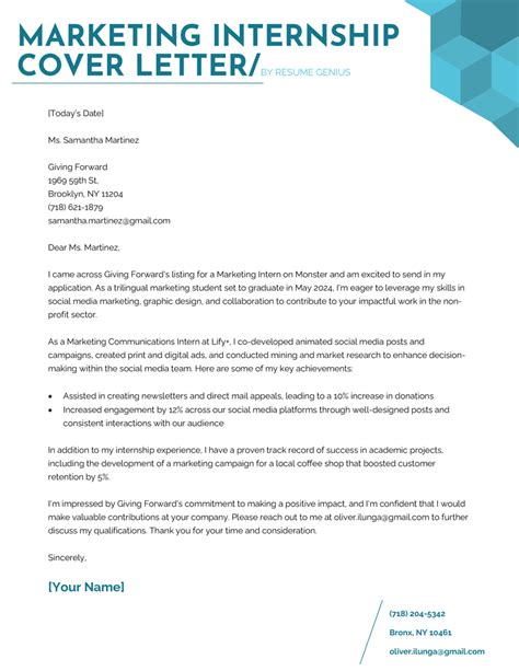 Sample Cover Letter for IT Internship