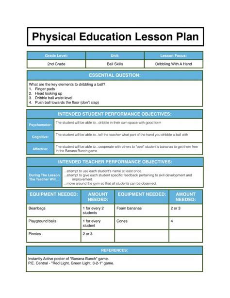 Sample Danielson Lesson Plan For Physical Education Ebook Reader