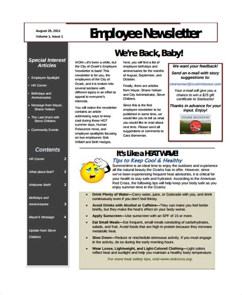 Sample Employee Newsletter Templates