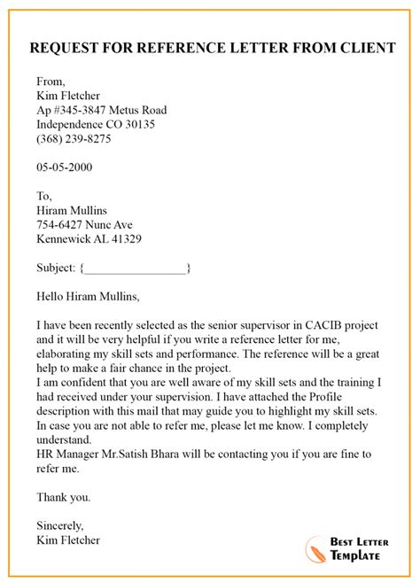 Sample Letter Requesting a Letter of Recommendation (50-Character Title)