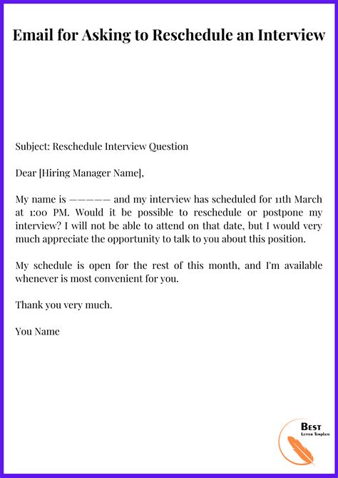 Sample Letter Rescheduling Answer An Interview PDF