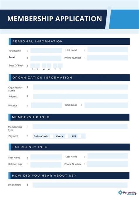 Sample Membership Form Template