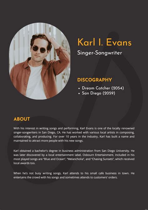 Sample Musician Bio Template