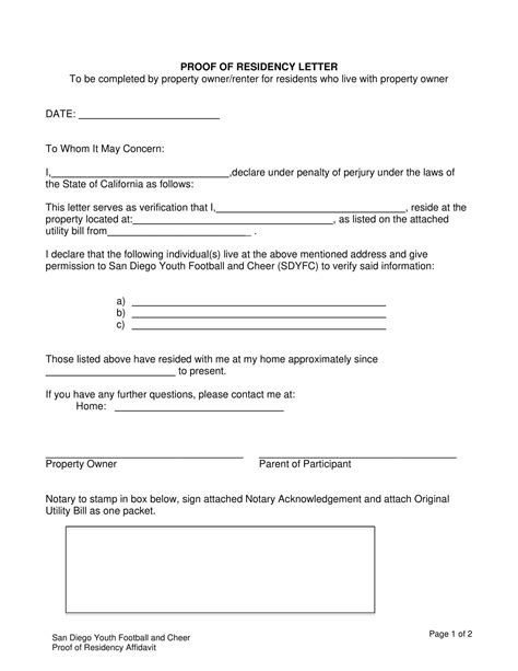 Sample Notarized Letter For Proof Of Residency Ebook Doc